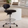 Arbeitsstuhl Rollhocker mit Lehne Höhenverstellbar Drehhocker Hocker Stehhilfe