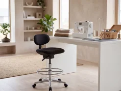 Arbeitsstuhl Rollhocker mit Lehne Höhenverstellbar Drehhocker Hocker Stehhilfe