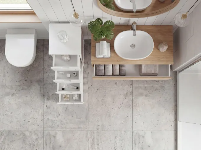 Badschrank Landhaus Badezimmerschrank Holz weiß Schubladen Beistellschrank klein