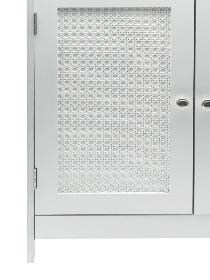 Badschrank Weiß Badezimmerschrank Türen & Ablage Badezimmerregal Regal für Bad