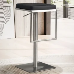Barhocker FineBuy Barstuhl Schwarz Kunstleder Edelstahl Tresenhocker Modern