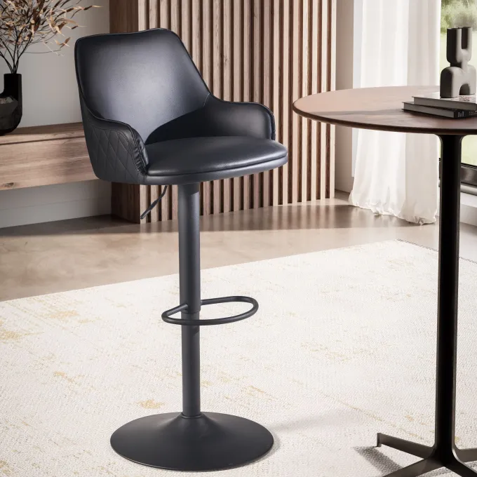 Barhocker FineBuy Küchenhocker Kunstleder Schwarz Hocker Bistrohocker Barstuhl