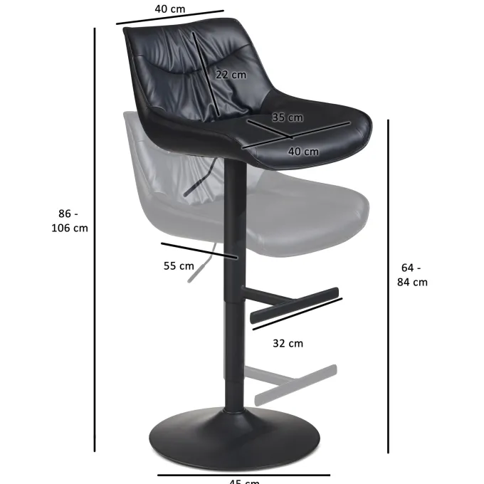 Barhocker FineBuy Küchenhocker Kunstleder Schwarz Hocker Bistrohocker Barstuhl