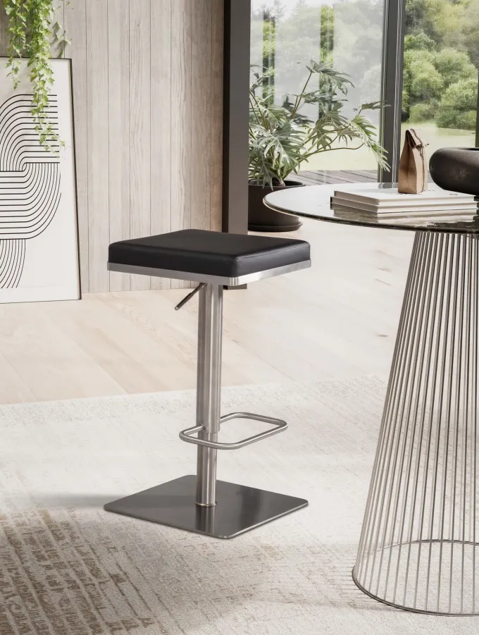 Barhocker FineBuy Tresenhocker Schwarz Kunstleder Edelstahl Barstuhl Modern