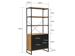 Bücherregal 180cm Eiche Dekor Mehrzweckregal Standregal Regal Schubladen & Tür