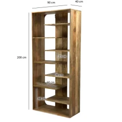 Bücherregal Massivholz Stauraumregal 200cm Wohnregal modern hoch Standregal
