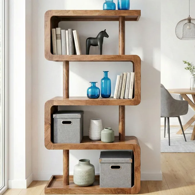 Bücherregal Massivholz Stauraumregal 160cm Wohnregal modern hoch Standregal