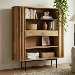 Bücherregal Standregal Massivholz mit Schublade Wohnregal modern Schrank klein