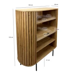 Bücherregal Standregal Massivholz mit Schublade Wohnregal modern Schrank klein