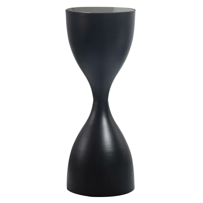 Beistelltisch Alu Glas 23cm Schwarz Wohnzimmertisch Couchtisch Anstelltisch Rund