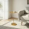 Beistelltisch Alu Gold 40x38cm Blattform Wohnzimmertisch Couchtisch Anstelltisch