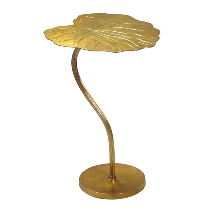 Beistelltisch Alu Gold 40x38cm Blattform Wohnzimmertisch Couchtisch Anstelltisch