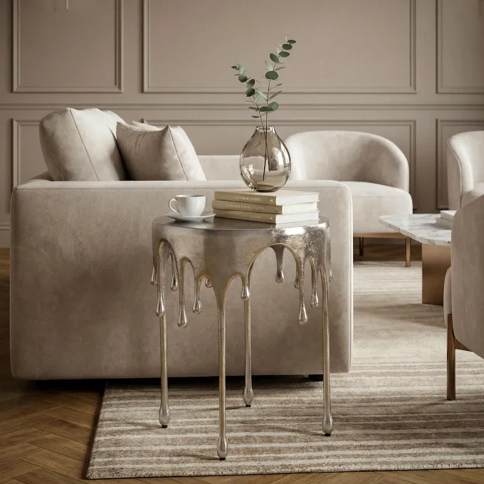 Beistelltisch 43cm Alu Anstelltisch Tropfen Wohnzimmertisch Couchtisch Rund