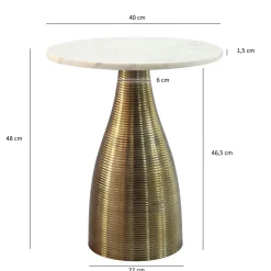 Beistelltisch 40 cm Alu Metall Couchtisch Wohnzimmertisch Marmor Platte Rund