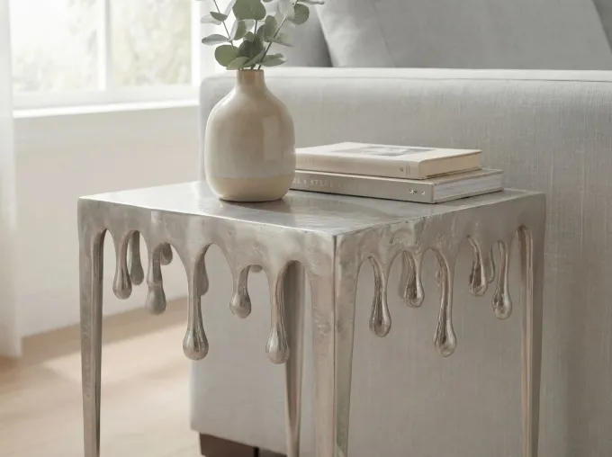 Beistelltisch 45,5cm Anstelltisch Tropfen Couchtisch Quadratisch Drops Dekotisch