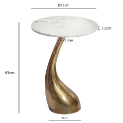 Beistelltisch 45cm Gold Marmor Wohnzimmertisch Alu Sofatisch Couchtisch Rund