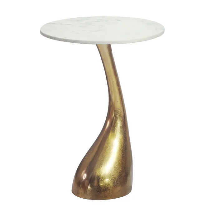 Beistelltisch 45cm Gold Marmor Wohnzimmertisch Alu Sofatisch Couchtisch Rund