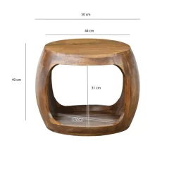 Beistelltisch 50cm Mango Massivholz rund Ablage Couchtisch Wohnzimmertisch