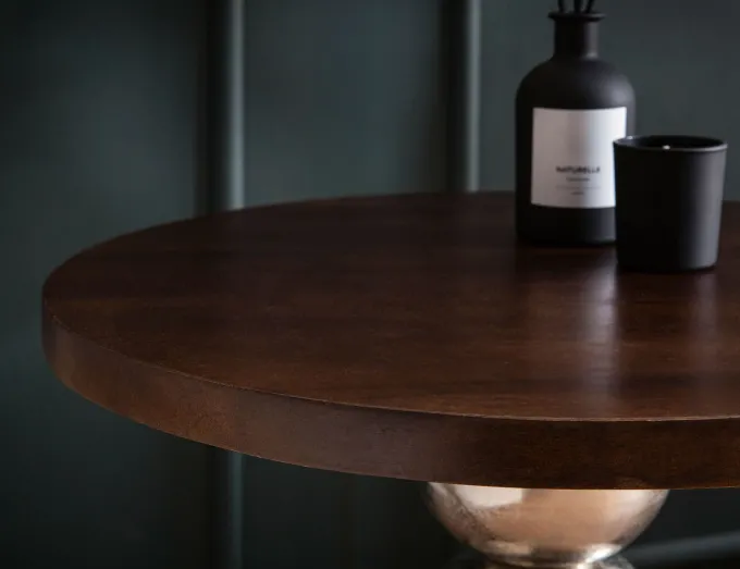 Beistelltisch FineBuy Anstelltisch Massivholz Metall Ø 50 cm Wohnzimmertisch