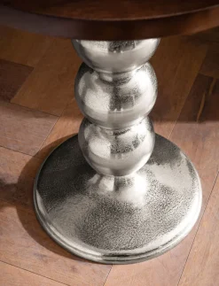 Beistelltisch FineBuy Anstelltisch Massivholz Metall Ø 50 cm Wohnzimmertisch