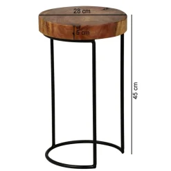 Beistelltisch FineBuy Anstelltisch Massivholz Sheesham Wohnzimmertisch 28 cm
