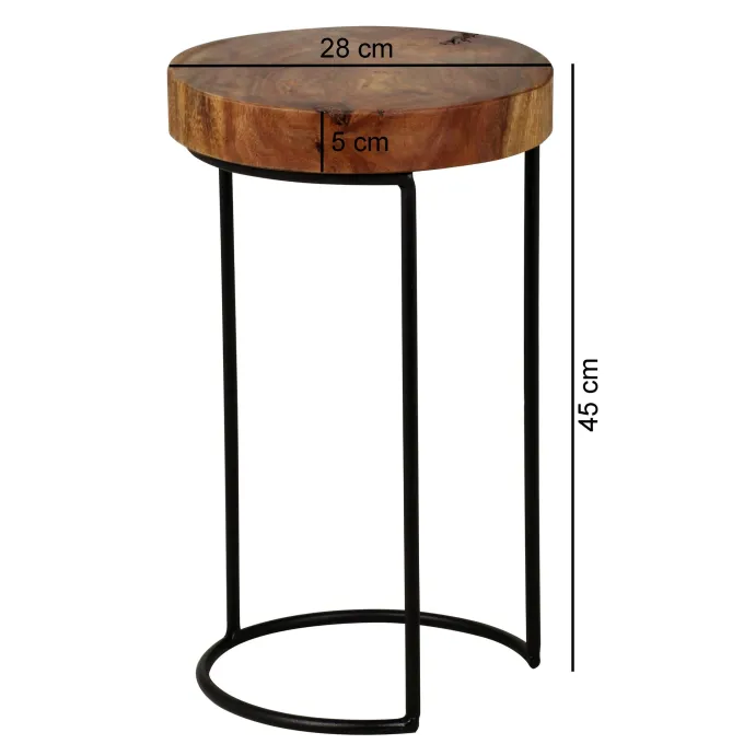 Beistelltisch FineBuy Anstelltisch Massivholz Sheesham Wohnzimmertisch 28 cm