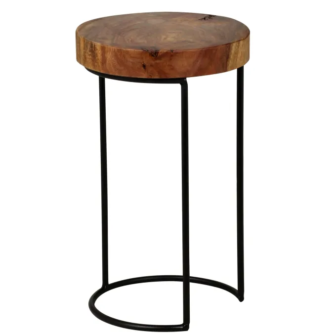 Beistelltisch FineBuy Anstelltisch Massivholz Sheesham Wohnzimmertisch 28 cm