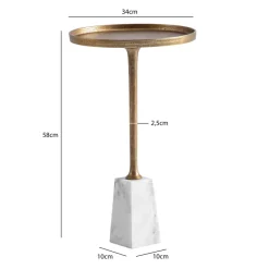 Beistelltisch FineBuy Echter Marmor Ø 34 cm Anstelltisch Wohnzimmertisch Rund