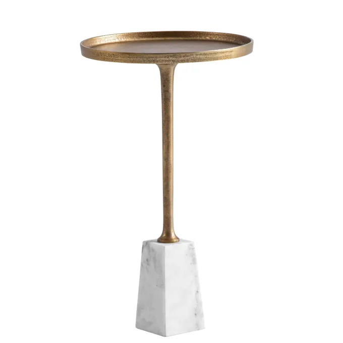 Beistelltisch FineBuy Echter Marmor Ø 34 cm Anstelltisch Wohnzimmertisch Rund