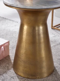 Beistelltisch FineBuy Echter Marmor Sofatisch Ø 35 cm Tisch Wohnzimmertisch Rund