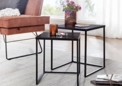 Beistelltisch FineBuy Satztisch Metall 2 teilig Couchtisch Tisch Set Schwarz