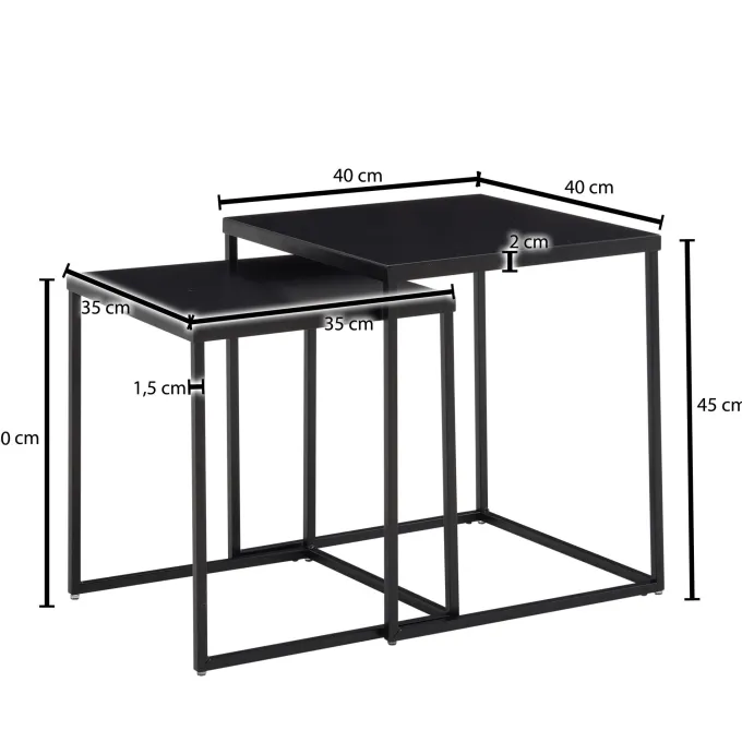 Beistelltisch FineBuy Satztisch Metall 2 teilig Couchtisch Tisch Set Schwarz