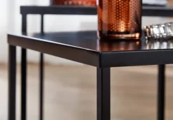 Beistelltisch FineBuy Satztisch Metall 2 teilig Couchtisch Tisch Set Schwarz