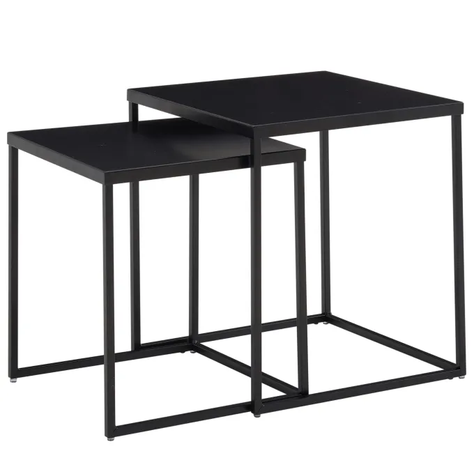 Beistelltisch FineBuy Satztisch Metall 2 teilig Couchtisch Tisch Set Schwarz