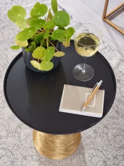 Beistelltisch FineBuy Sofatisch Metall Ø 40 cm Tisch Wohnzimmertisch Rund Gold