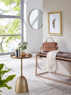 Beistelltisch FineBuy Sofatisch Metall Ø 33 cm Tisch Wohnzimmertisch Rund Gold