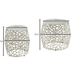 Beistelltisch FineBuy Wohnzimmertisch 2er Set Metall Satztisch Tisch Rund Alu