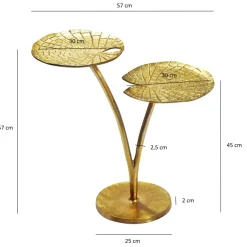 Beistelltisch Gold 57cm Alu Anstelltisch Blatt Wohnzimmertisch Couchtisch Rund