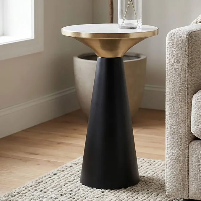 Beistelltisch Marmor Anstelltisch Metall Wohnzimmertisch Dekotisch Couchtisch