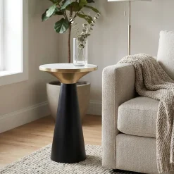 Beistelltisch Marmor Anstelltisch Metall Wohnzimmertisch Dekotisch Couchtisch