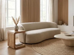 Beistelltisch Massivholz 45cm Couchtisch Wohnzimmertisch C Form Holz Handmade