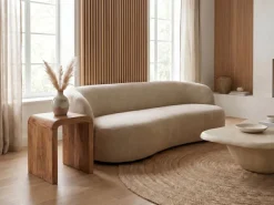 Beistelltisch Massivholz 45cm Couchtisch Wohnzimmertisch C Form Holz Handmade