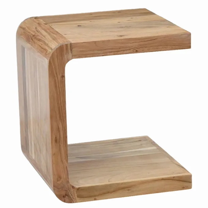 Beistelltisch Massivholz 45cm Couchtisch Wohnzimmertisch C Form Holz Handmade
