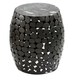 Beistelltisch rund 40cm Metall Couchtisch Marmor Alu Wohnzimmertisch Dekotisch