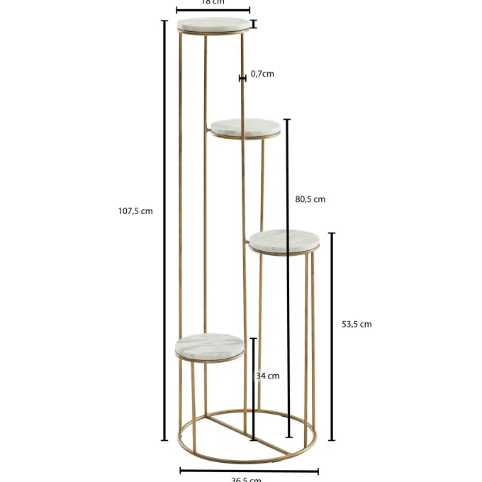 Blumenständer FineBuy Blumensäule 36,5x107,5x36,5 cm Marmor Weiß Pflanzenständer