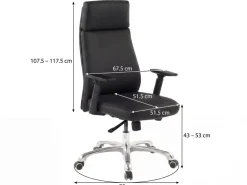 Bürostuhl Chefsessel PORTO Leder Schwarz Schreibtischstuhl Drehstuhl ergonomisch