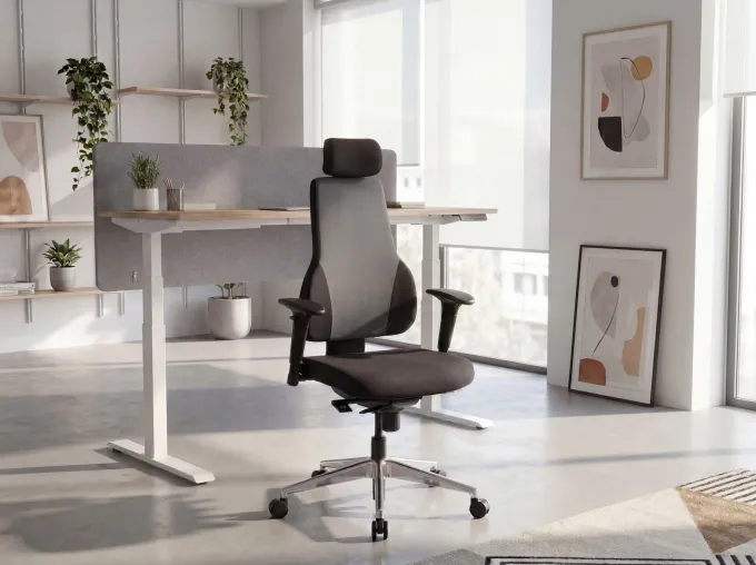Bürostuhl Ergonomisch Stoff Schwarz Drehstuhl Büro Sessel Chefsessel Kopfstütze