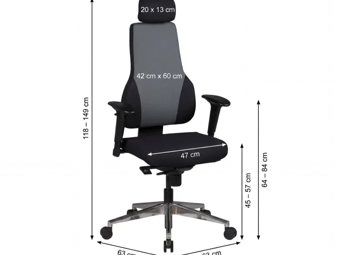 Bürostuhl Ergonomisch Stoff Schwarz Drehstuhl Büro Sessel Chefsessel Kopfstütze