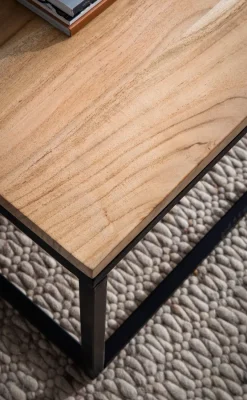 Couchtisch Akazie Massivholz 120cm Wohnzimmertisch rechteckig Industrial Design