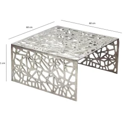 Couchtisch 60cm Aluminium Sofatisch Alu Wohnzimmertisch Metall Tisch Quadratisch